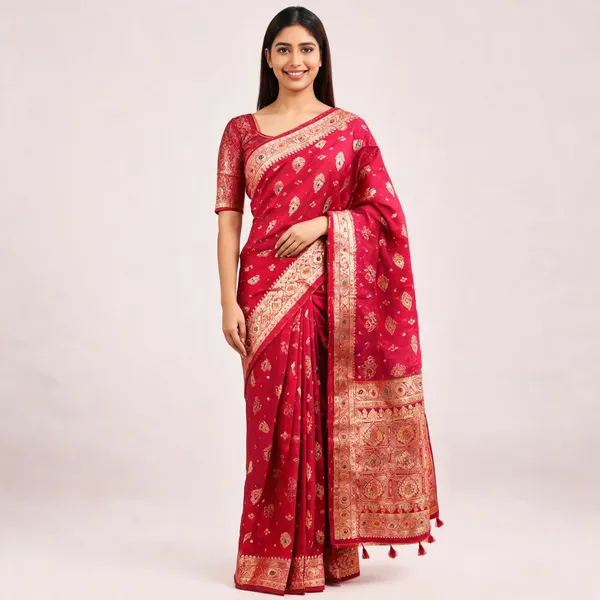 Red_Silk_Woven_Paisley_Traditional_Saree_For_Women