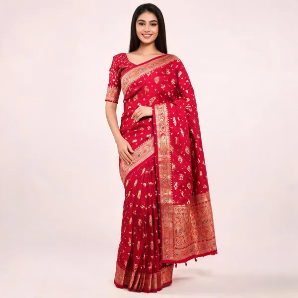 Red_Silk_Woven_Paisley_Traditional_Saree_For_Women