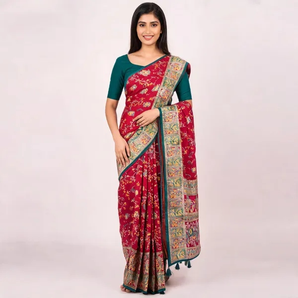 Red_Printed_Paisley_Saree_For_Women