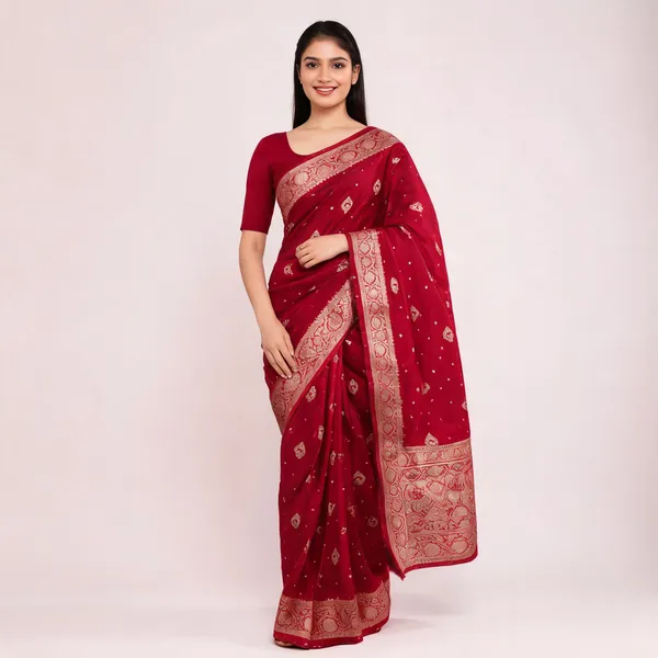 Maroon_Woven_Zari_Saree_For_Women