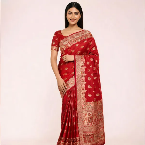 Red_Traditional_Woven_Saree_For_Women