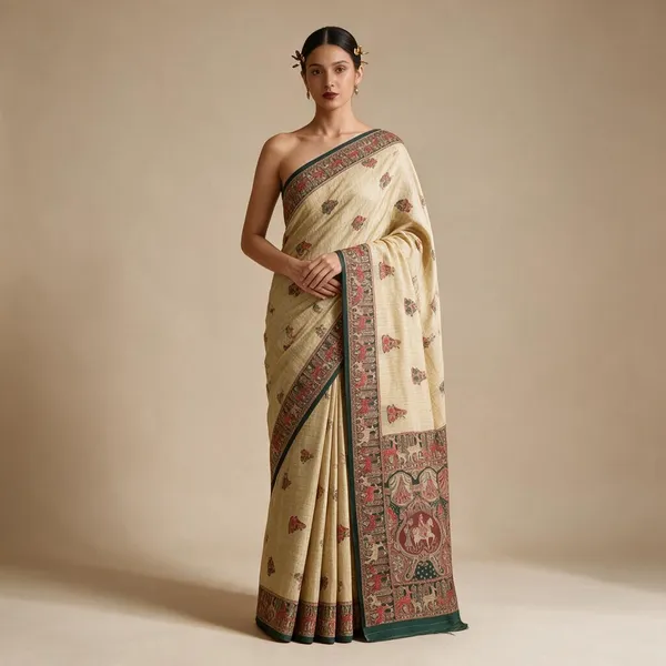 Beige_Ghicha_Cotton_Woven_Heritage_Saree