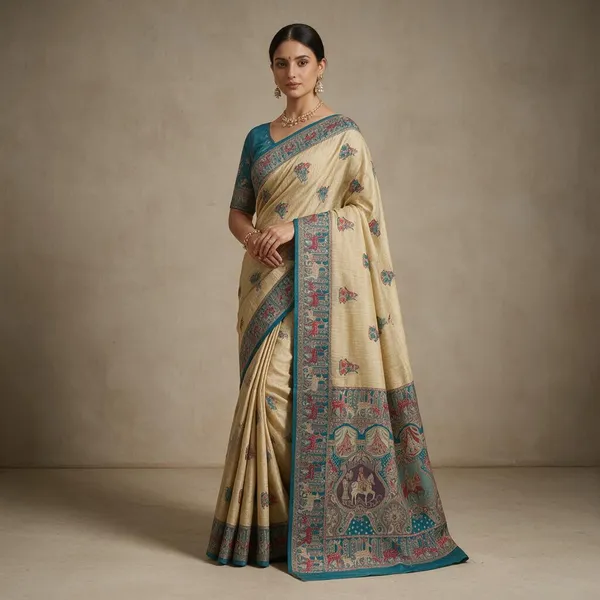 Beige_Ghicha_Cotton_Woven_Heritage_Saree