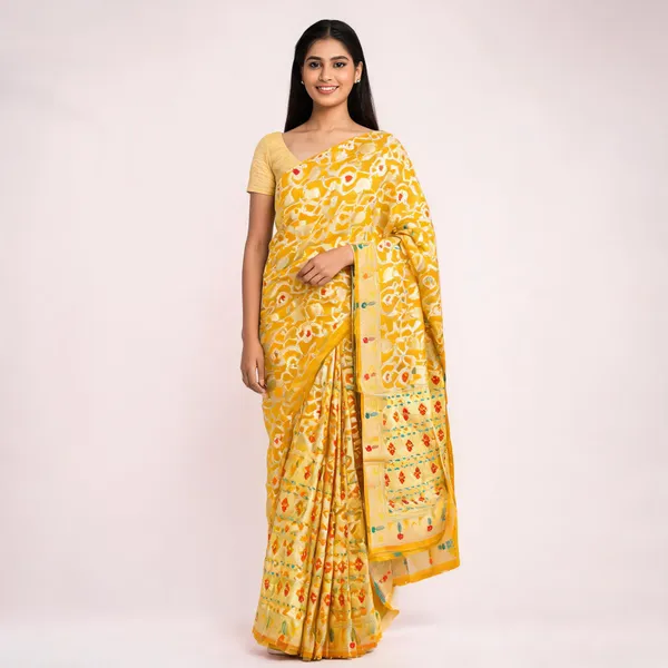 Yellow_Woven_Saree_For_Women