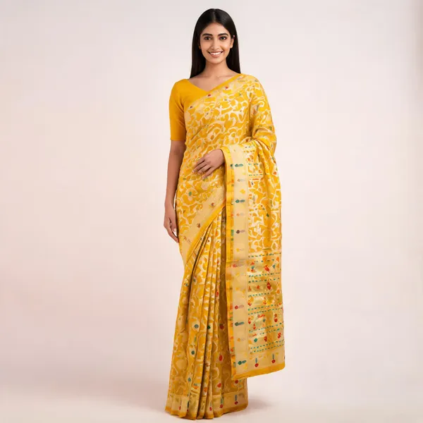 Yellow_Woven_Saree_For_Women