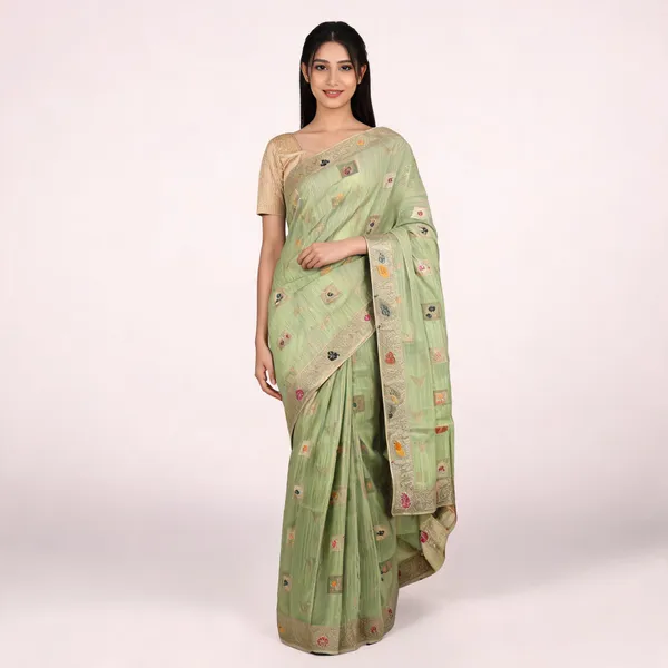 Green_Printed_Saree_For_Women