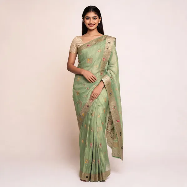 Green_Printed_Saree_For_Women