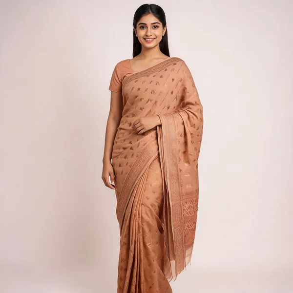 Peach_Woven_Saree_For_Women