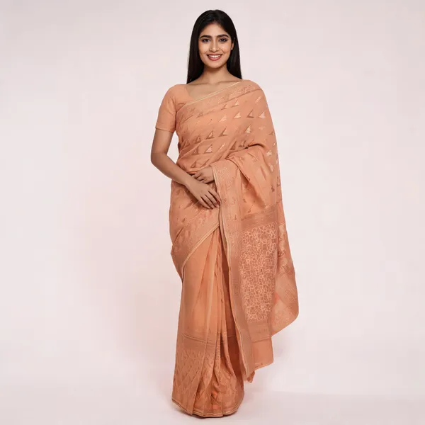 Peach_Woven_Saree_For_Women