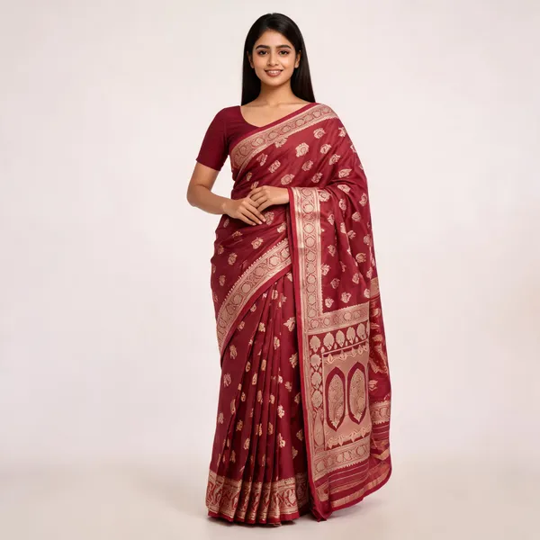 Maroon_Satin_Woven_Paisley_Traditional_Saree_For_Women