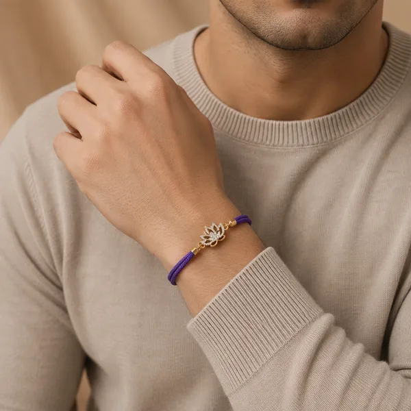 Blue_And_Gold_Silver_925_Rakhi_For_Men