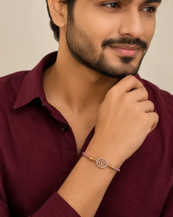Light_Pink_And_Gold_Silver_Sterling_925_Rakhi_For_Men