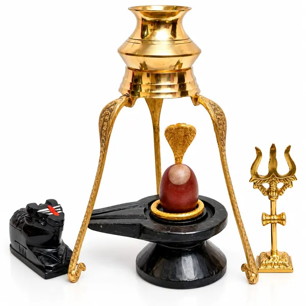 And_Narmada_Stone_Jatadhari_Shivling_Full_Combo_Set_Nag_Trishul_Nandi_Kalash