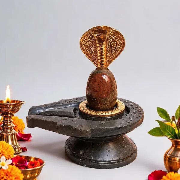 Narmada_Stone_Round_Tilakdhari_Shivling_With_Cobra_Nag_Home_Puja