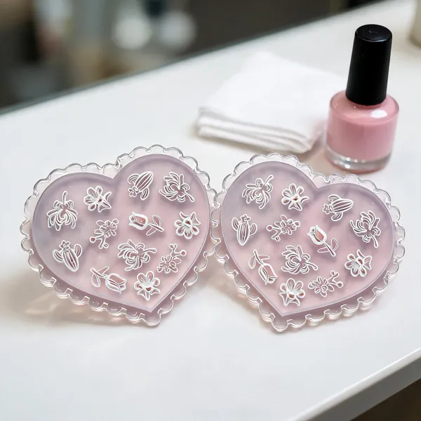 Brille_Bee_Heart_Floral_Botanical_Nail_Art_Stamping_Plate__Pack_of_2