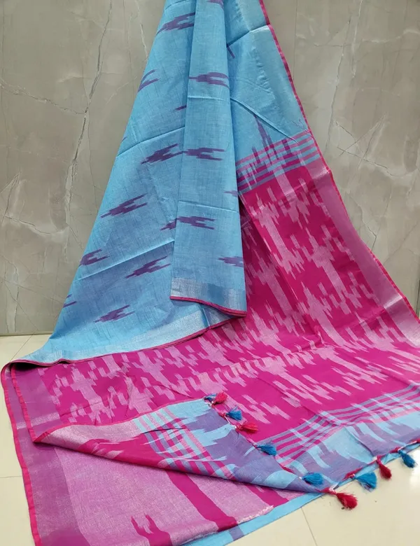Multicolor_Premium_Linen_And_Cotton_Saree_For_Women