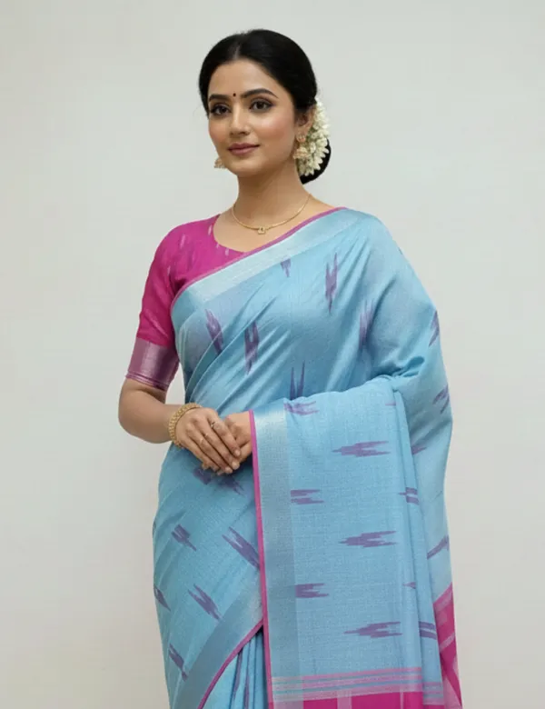 Multicolor_Premium_Linen_And_Cotton_Saree_For_Women