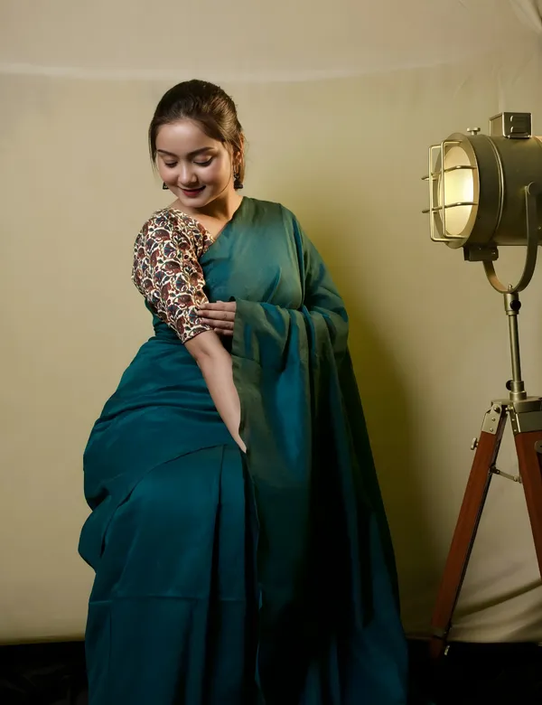 Teal_Blue_Premium_Cotton_Saree_For_Women