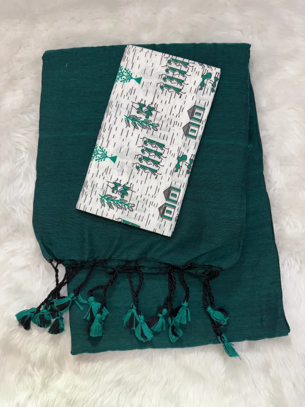 Teal_Blue_Premium_Cotton_Saree_For_Women