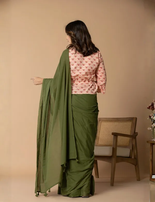 Olive_Green_Premium_Cotton_Saree_For_Women