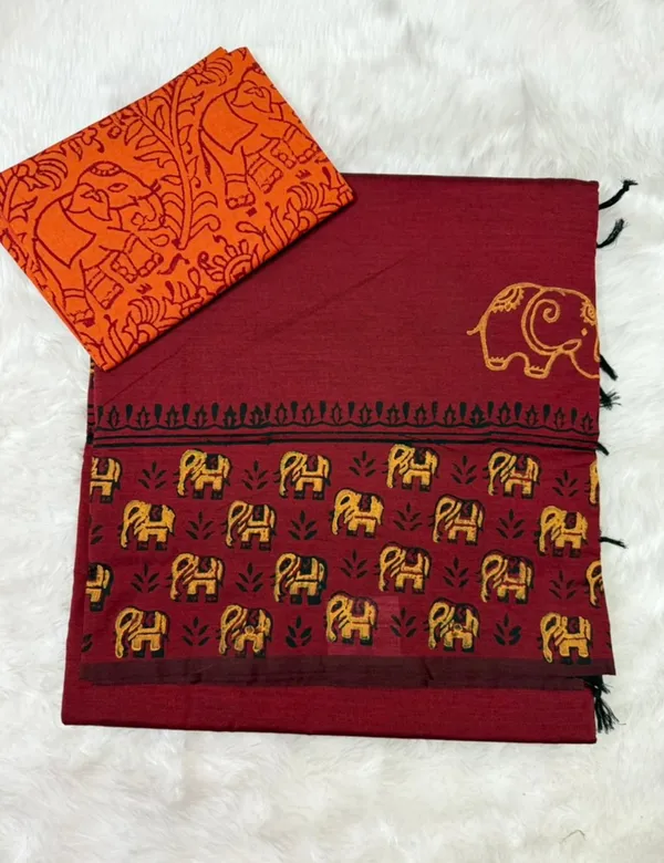 Maroon_Premium_Cotton_Saree_For_Women