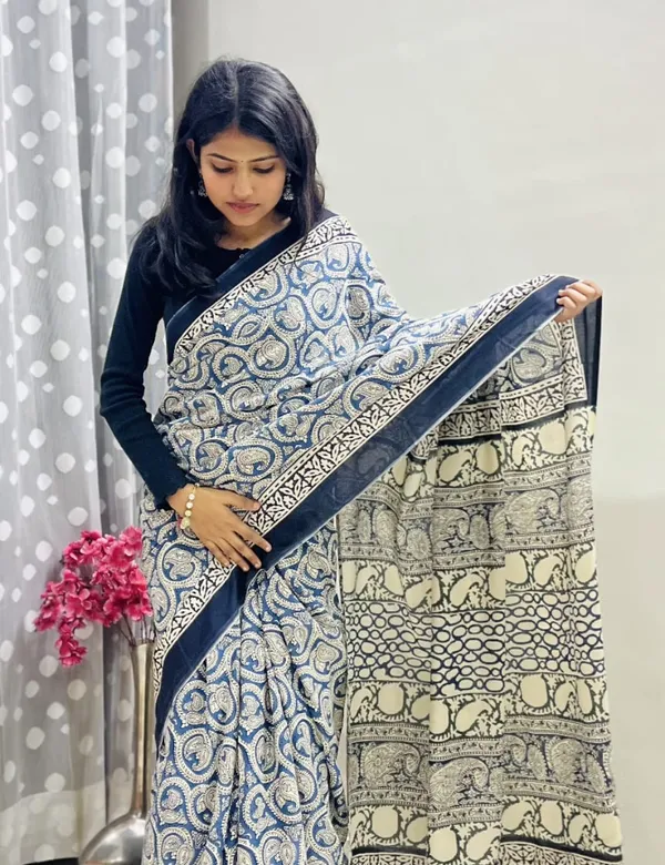 Indigo_Premium_Mul_Cotton_Saree_For_Women