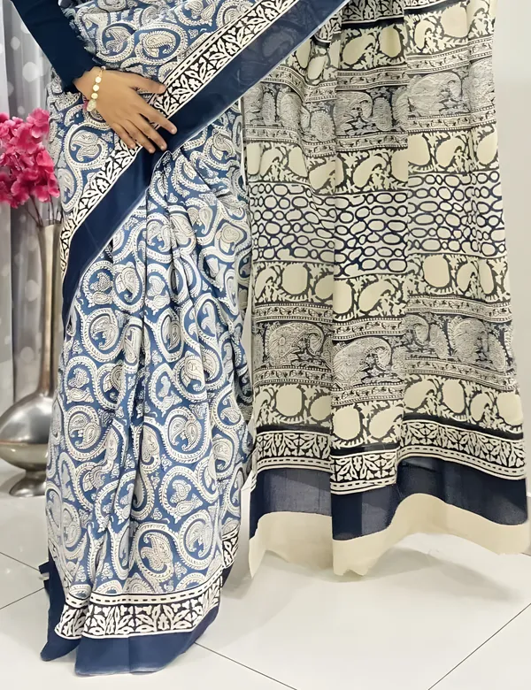 Indigo_Premium_Mul_Cotton_Saree_For_Women