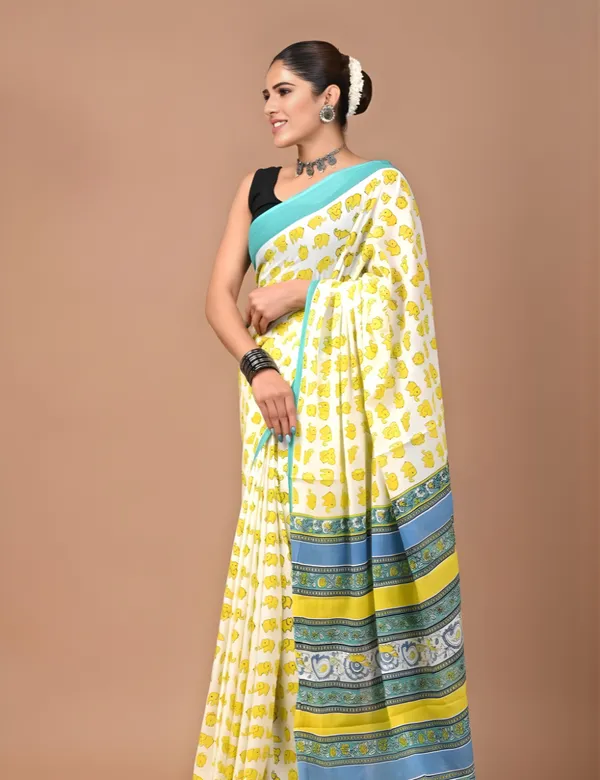 Yellow_Premium_Mul_Cotton_Saree_For_Women