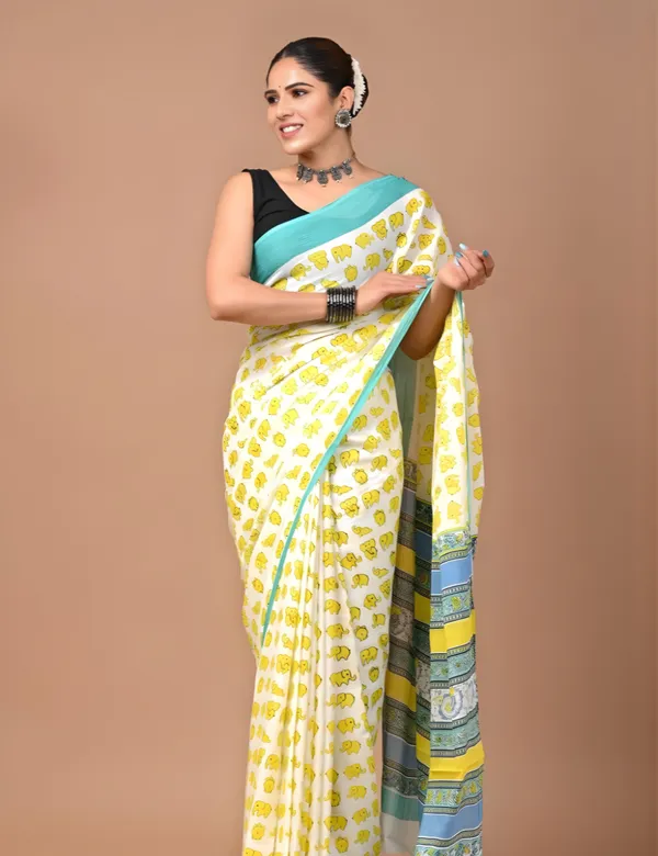 Yellow_Premium_Mul_Cotton_Saree_For_Women