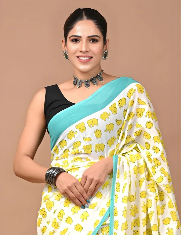 Yellow_Premium_Mul_Cotton_Saree_For_Women