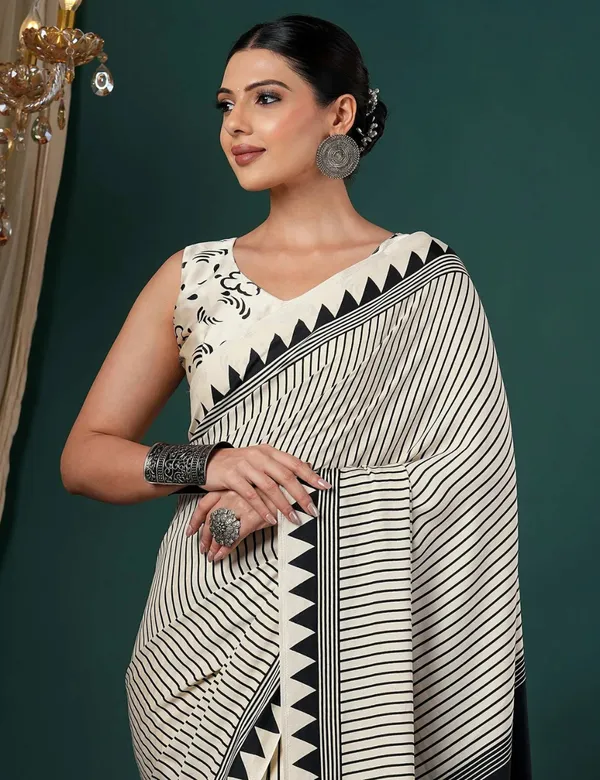 White_And_Black_Premium_Modal_Silk_Saree_For_Women