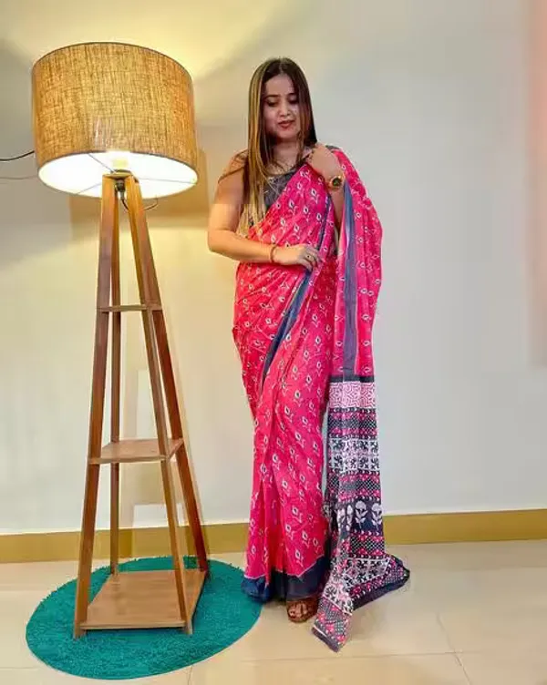 Dark_Pink_Premium_Mul_Cotton_Saree_For_Women