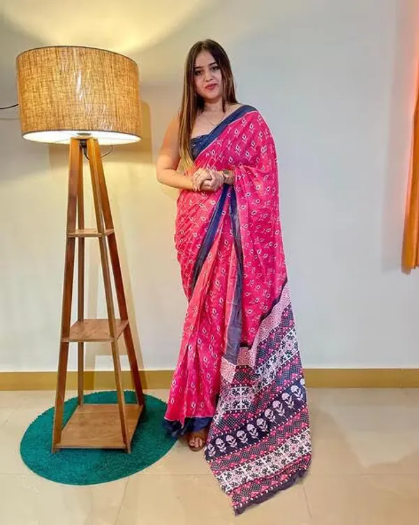 Dark_Pink_Premium_Mul_Cotton_Saree_For_Women