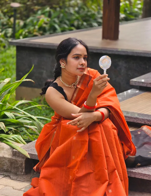 Orange_Premium_Silk_And_Cotton_Saree_For_Women