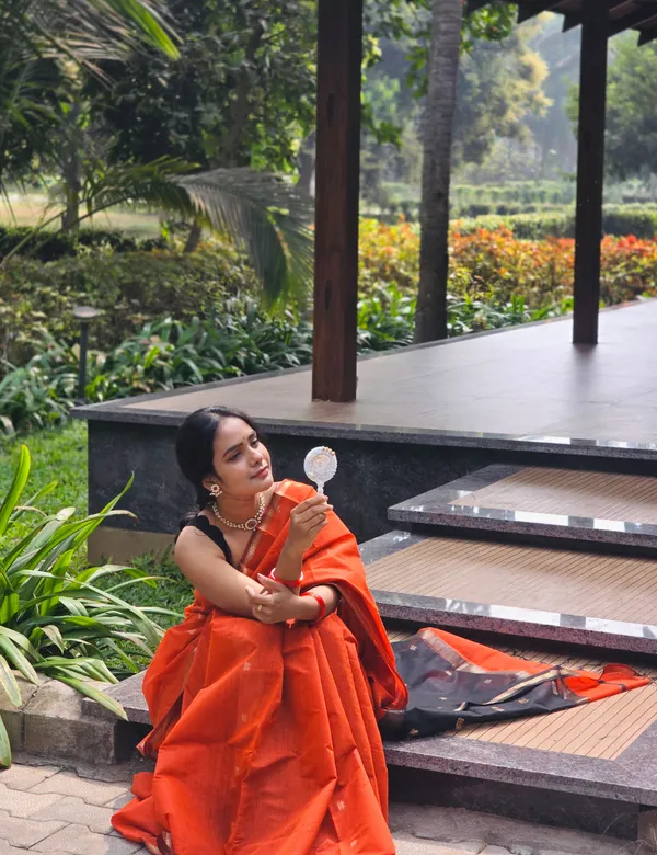 Orange_Premium_Silk_And_Cotton_Saree_For_Women