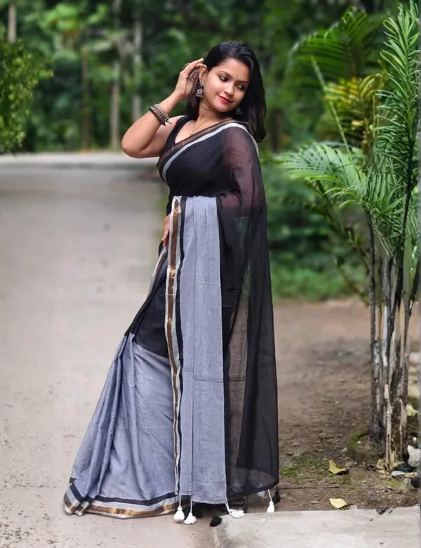 Black_Premium_Mulmul_Saree_For_Women