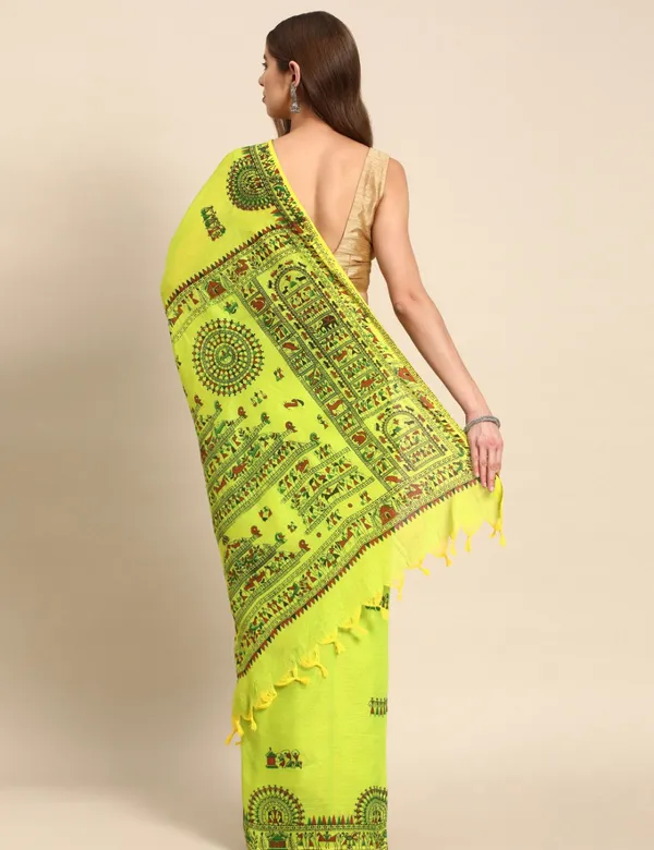 Lime_Green_Premium_Pure_Cotton_Saree_For_Women