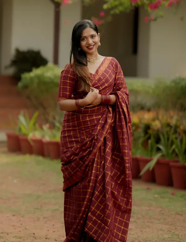 Maroon_Premium_Pure_Cotton_Saree_For_Women