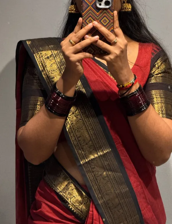 Maroon_And_Black_Premium_Cotton_Saree_For_Women