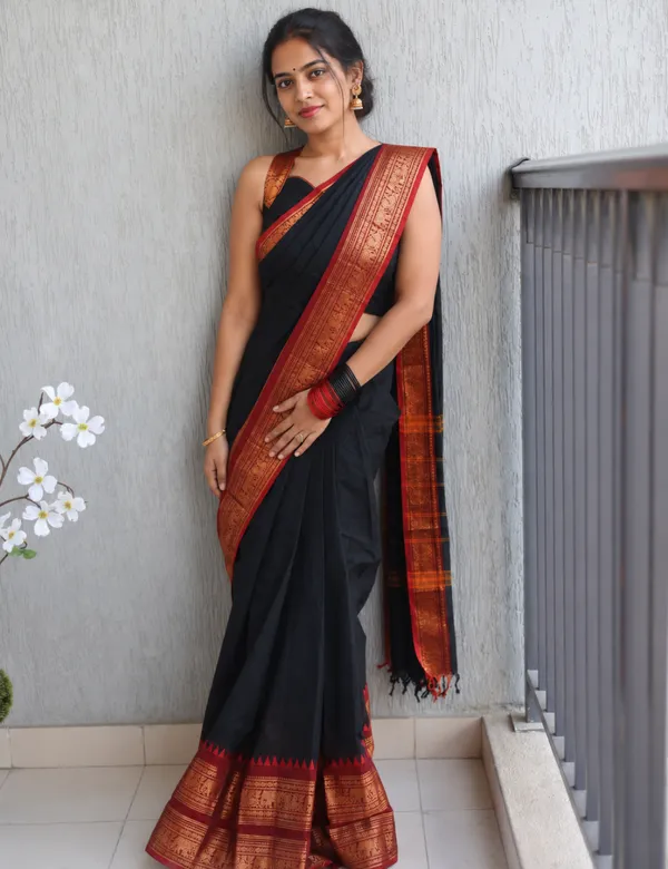 Black_Premium_Cotton_Saree_For_Women