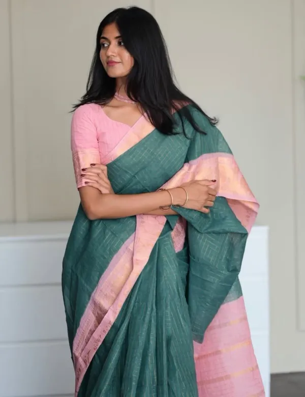 Dusty_Teal_Blue_Premium_Cotton_Saree_For_Women