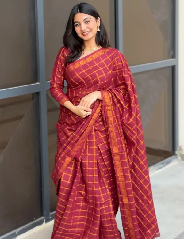 Maroon_Premium_Cotton_Saree_For_Women