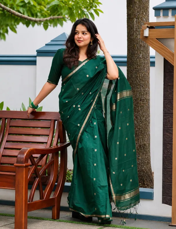 Bottle_Green_Premium_Silk_And_Cotton_Saree_For_Women
