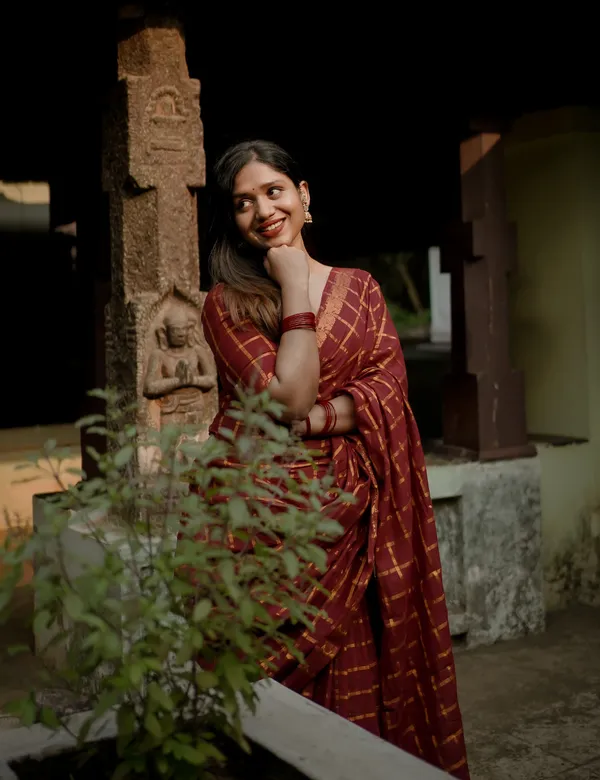 Maroon_Premium_Pure_Cotton_Saree_For_Women