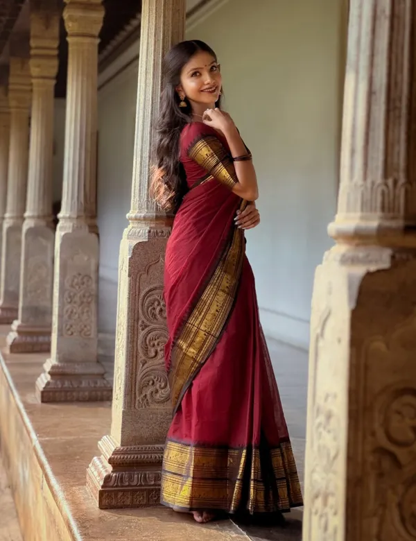 Maroon_And_Black_Premium_Cotton_Saree_For_Women