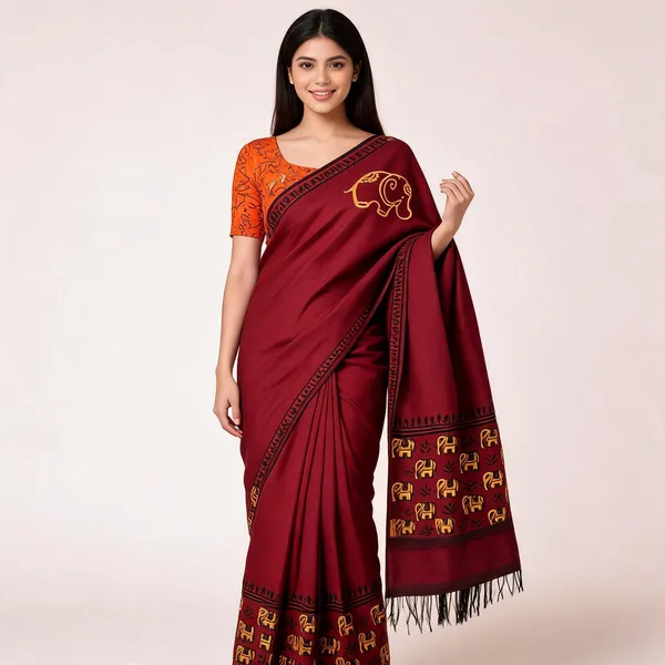 Maroon_Premium_Cotton_Saree_For_Women