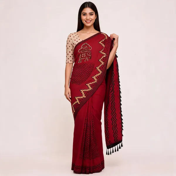 Maroon_Premium_Cotton_Saree_For_Women