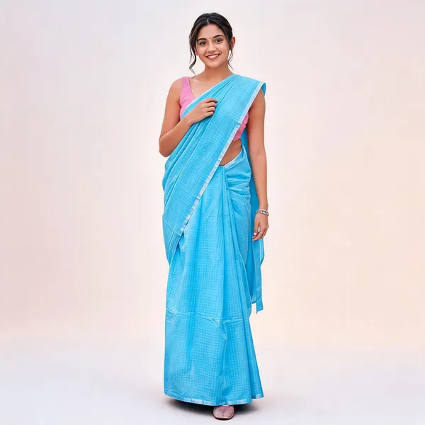 Sky_Blue_Premium_Cotton_Saree_For_Women