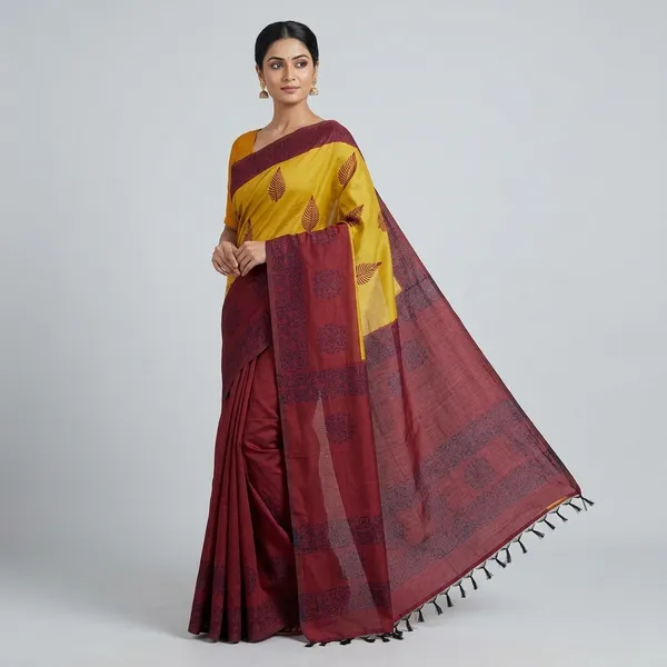Mustard_Yellow_Premium_Cotton_Saree_For_Women