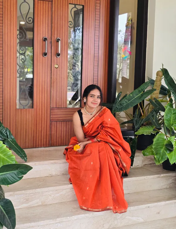 Orange_Premium_Silk_And_Cotton_Saree_For_Women